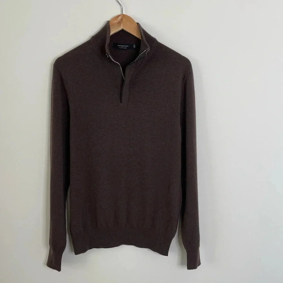 ERMENEGILDO ZEGNA  Cashmere Half-Zip Mock-Neck Sweater quiet luxury prep… - Picture 4 of 11
